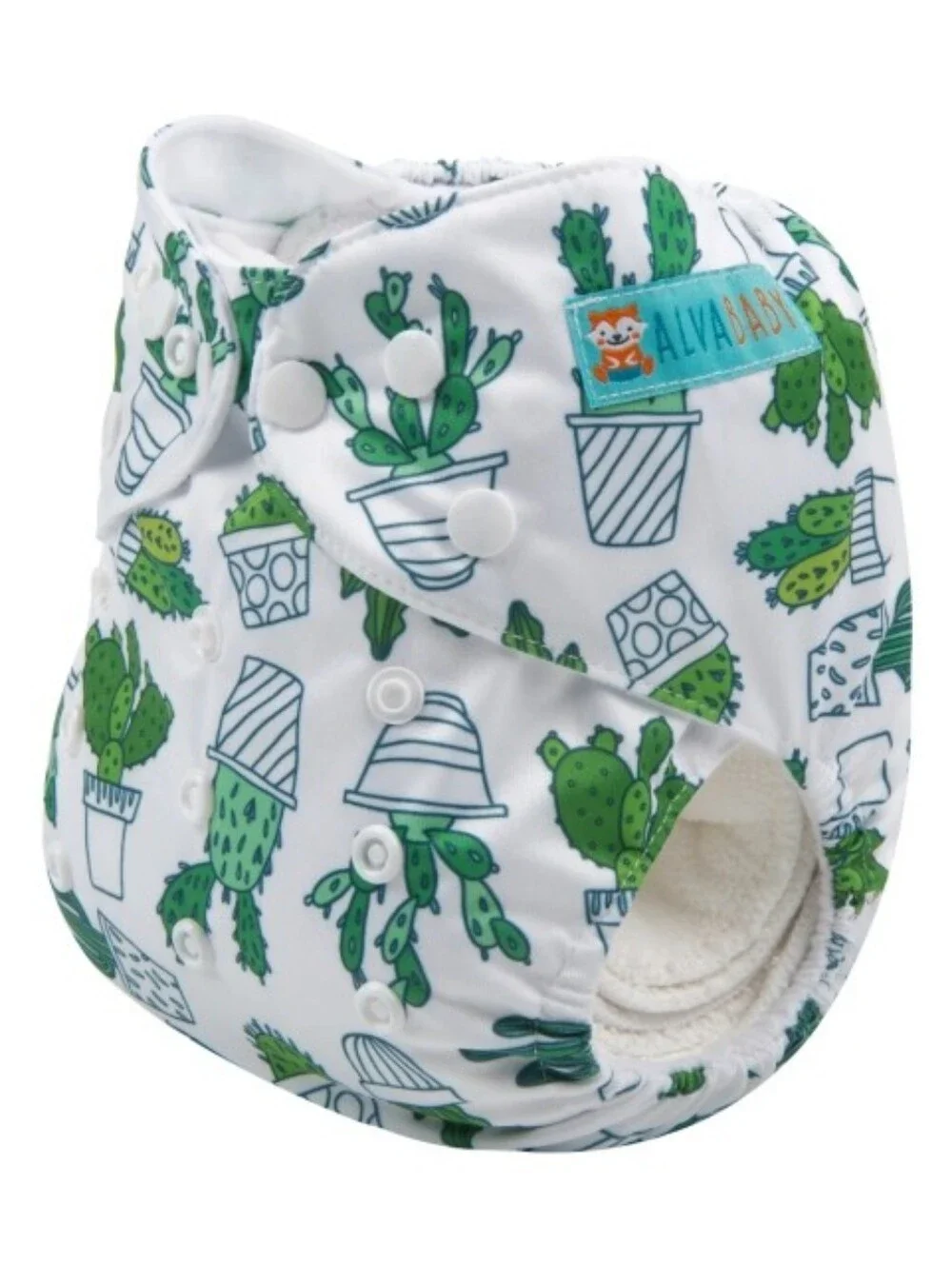 ALVABABY Print Cloth Diaper Adjustable Washable & Reusable Diaper Cactus
